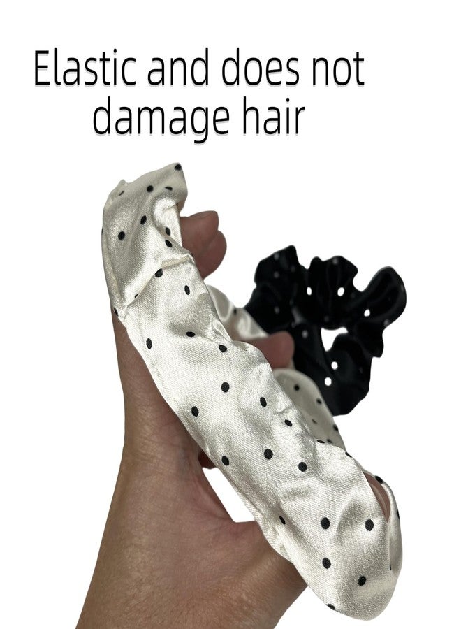 BLBM 2 Pcs Satin Hair Scrunchies that won't Damage your Hair, Polka Dot Style - Image 2